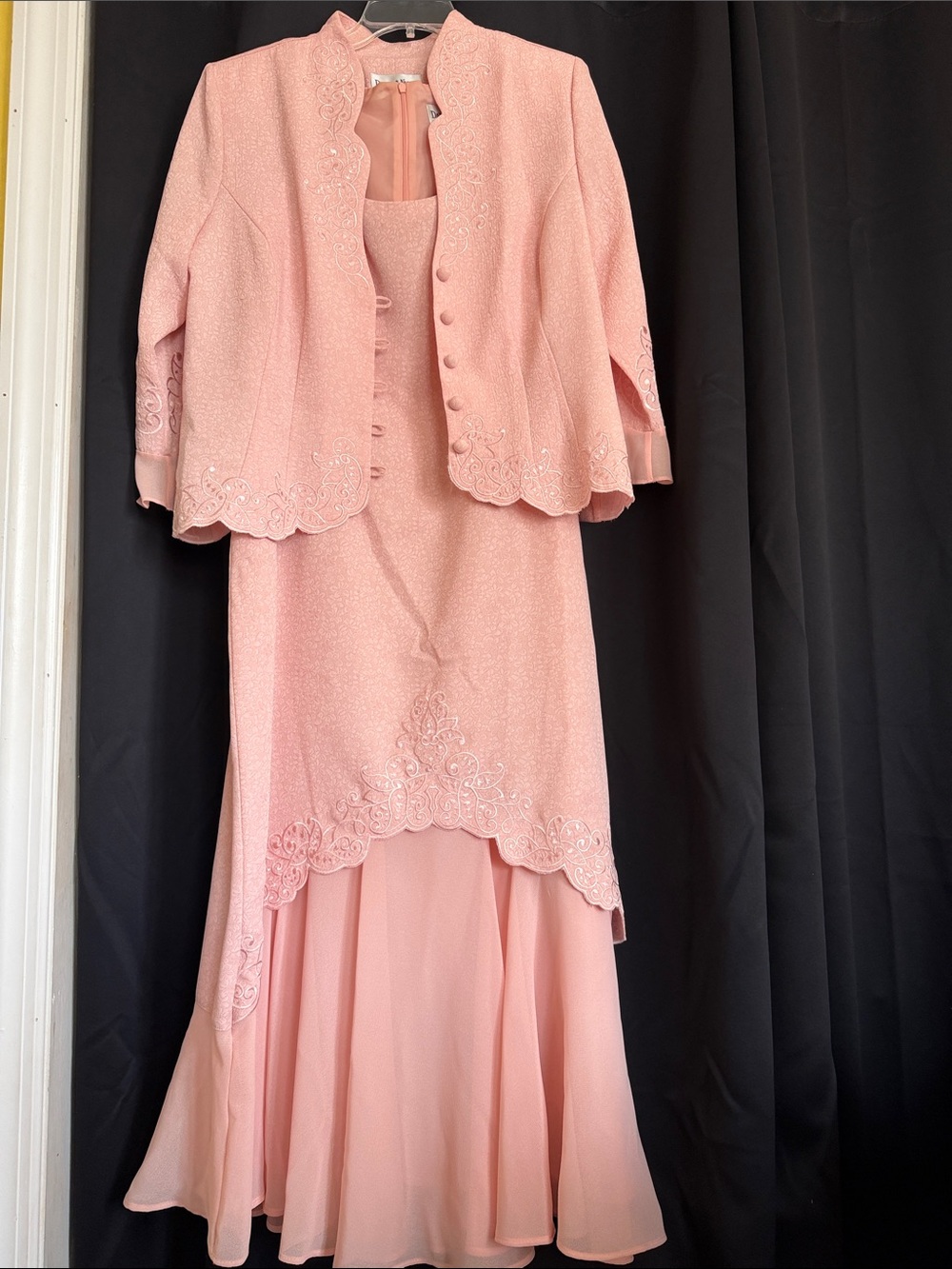 Danny & Nicole Pink Lace-Trim High-Low Dress with Matching Jacket